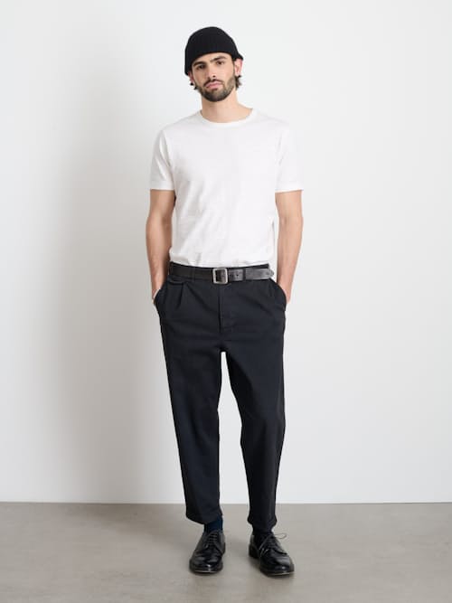 on model image of Standard Pleated Chino Pant