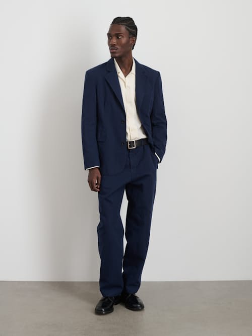 on model image of Grant Cotton Linen Blazer