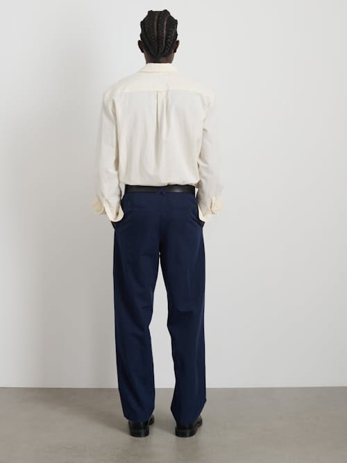 on model image of Grant Cotton Linen Trouser
