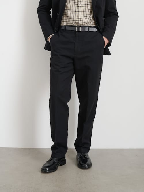 on model image of Grant Cotton Linen Trouser