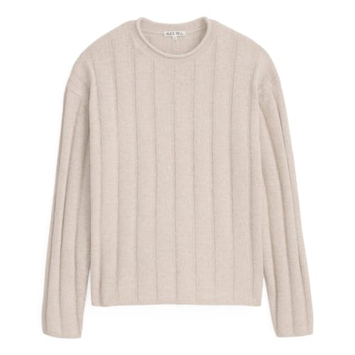 laydown image of James Marled Cotton Linen Ribbed Sweater
