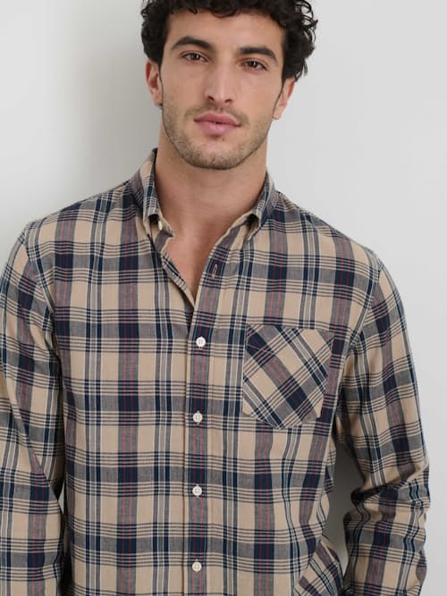 on model image of Madras Mill Shirt