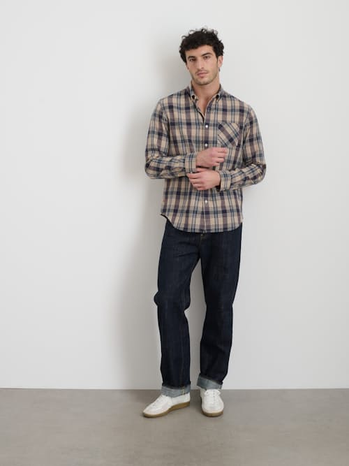 on model image of Madras Mill Shirt