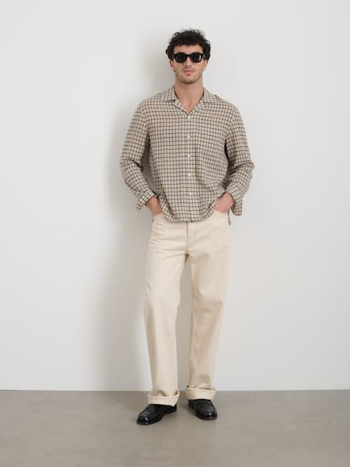 on model image of Mason Plaid Long Sleeve Shirt