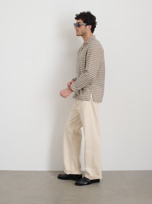 on model image of Mason Plaid Long Sleeve Shirt
