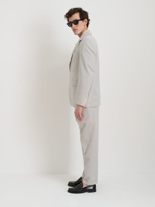 on model image of Grant Cotton Seersucker Blazer