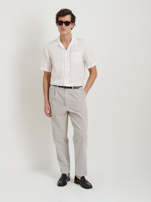 on model image of Grant Cotton Seersucker Pant
