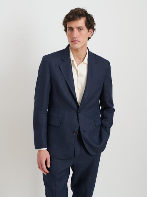on model image of Cooper Linen Blazer