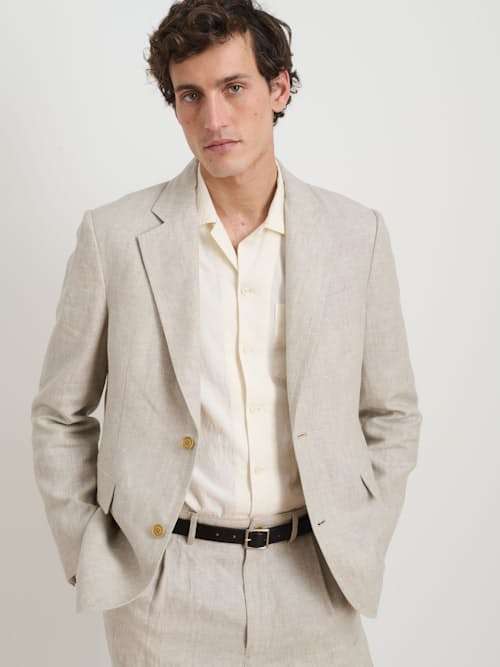 on model image of Cooper Linen Blazer