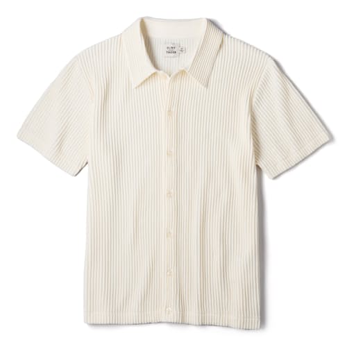 laydown image of Ribbed Button-Up Sweater Polo