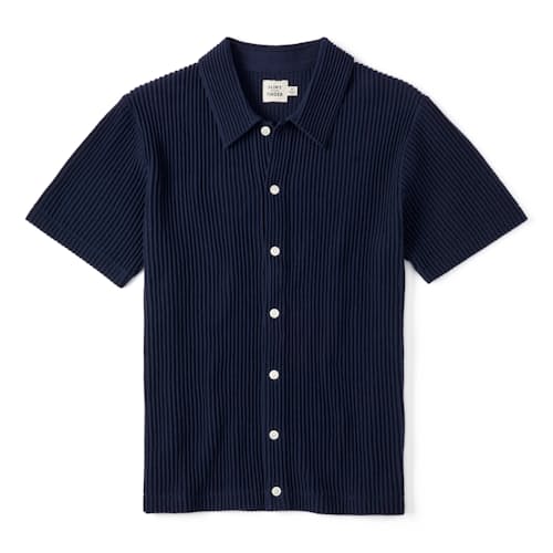 laydown image of Ribbed Button-Up Sweater Polo