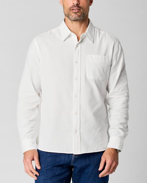 on model image of Hemp Classic Long Sleeve Button Down
