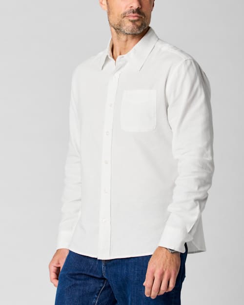 on model image of Hemp Classic Long Sleeve Button Down