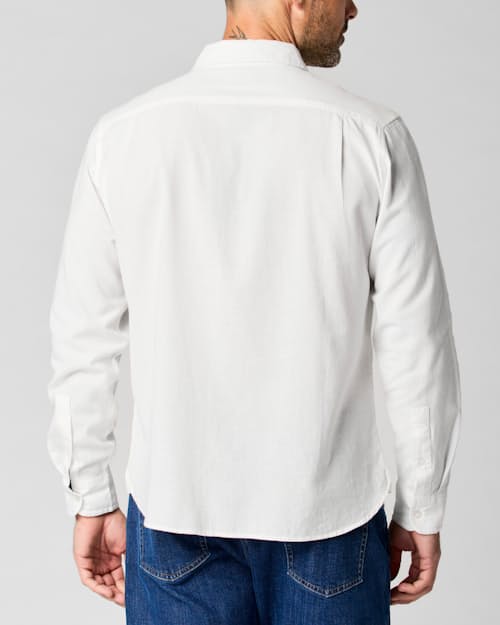 on model image of Hemp Classic Long Sleeve Button Down