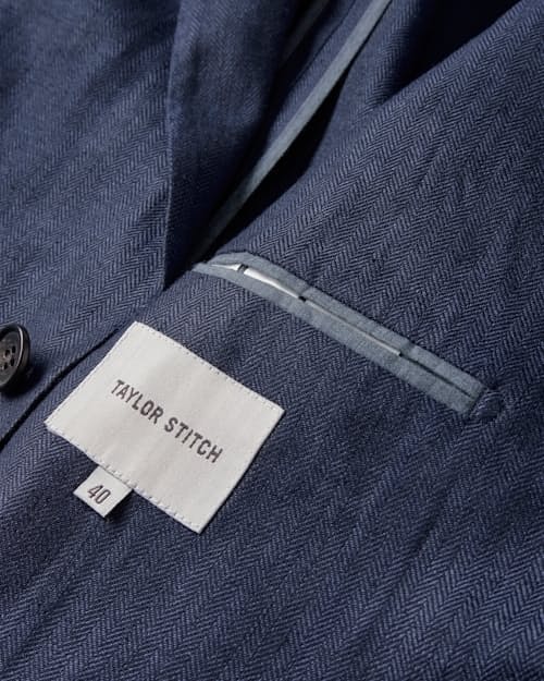laydown detail image of The Stevens Linen Herringbone Blazer