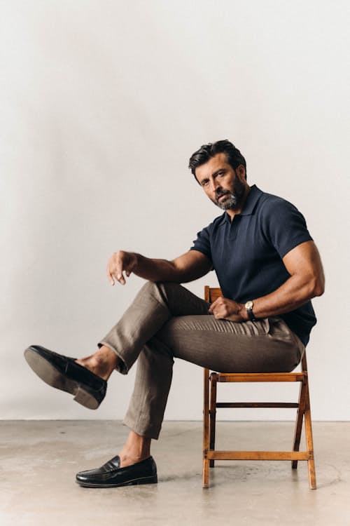 on model image of The Valencia Sweater Polo