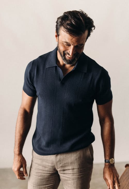 on model image of The Valencia Sweater Polo