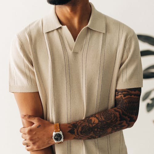 on model image of The Valencia Sweater Polo