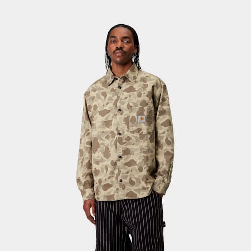 on model image of Camo Long Sleeve Shirt