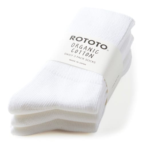 laydown image of Ribbed Organic Cotton Daily Crew Socks