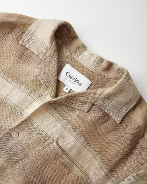 laydown detail image of Asheville Linen Camp Collar Short Sleeve Shirt