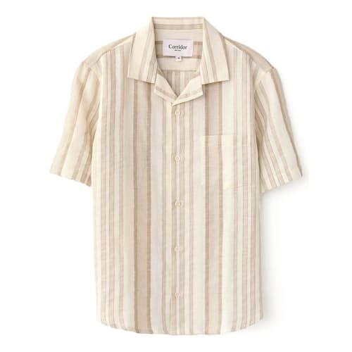laydown image of Bari Linen Camp Collar Short Sleeve Shirt