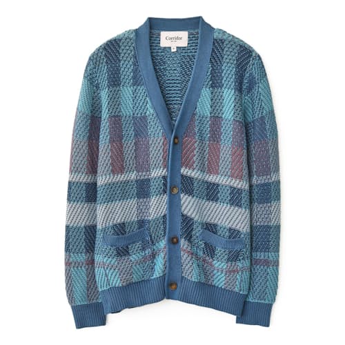 laydown image of Blow Up Plaid Cardigan