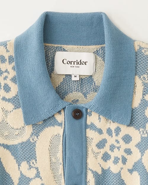 laydown detail image of Floral Jacquard Sweater Polo