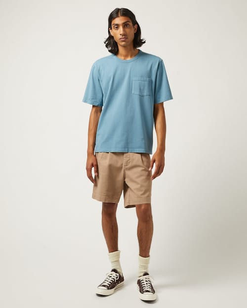 on model image of Heavy Twill Pleated Short