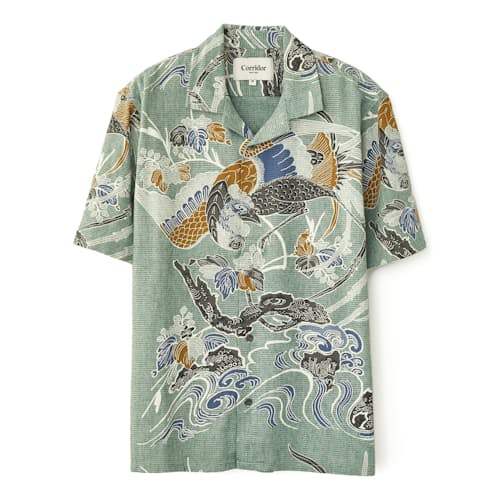 laydown image of Kenji Camp Collar Short Sleeve Shirt