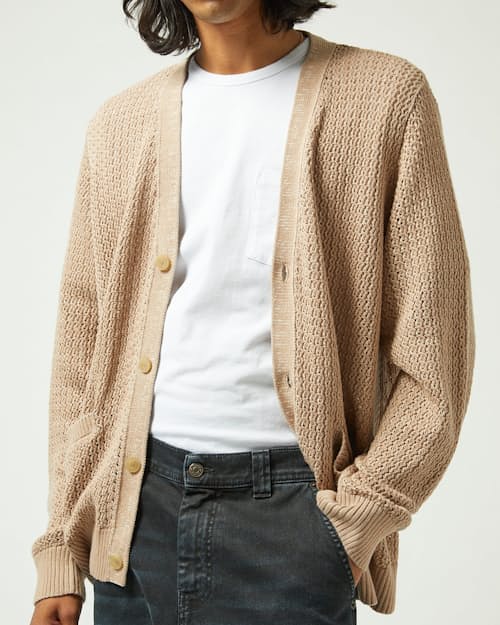 on model image of Marled Pima Cotton Cardigan