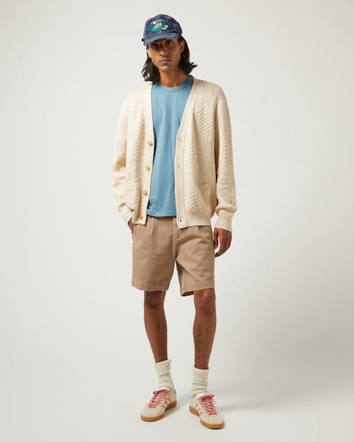 on model image of Sunflower Cardigan	Natural