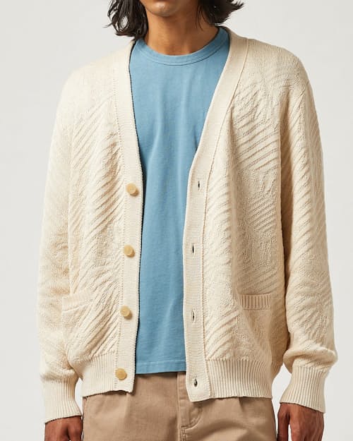on model image of Sunflower Cardigan	Natural