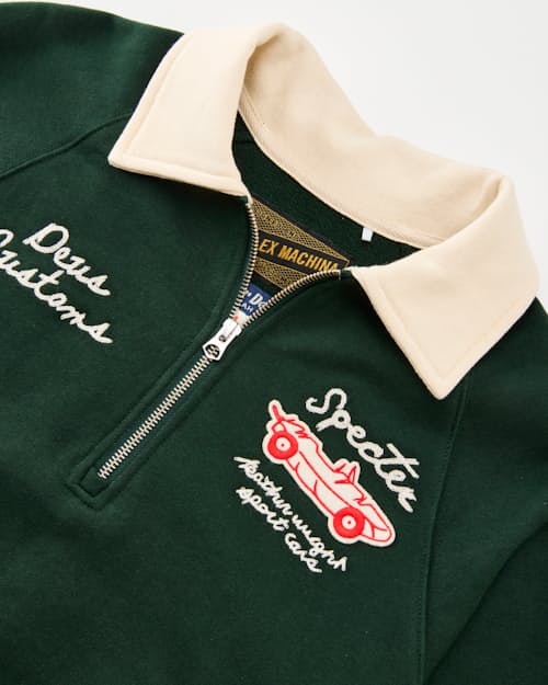 laydown detail image of Specter Race Car Quarter Zip Sweater