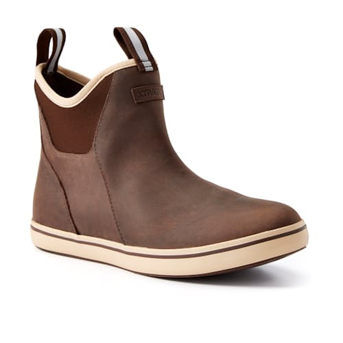 laydown image of Leather Ankle Deck Boot
