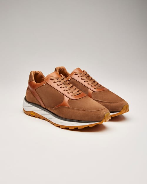 laydown image of Leather and Suede Runner