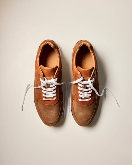 laydown image of Leather and Suede Runner