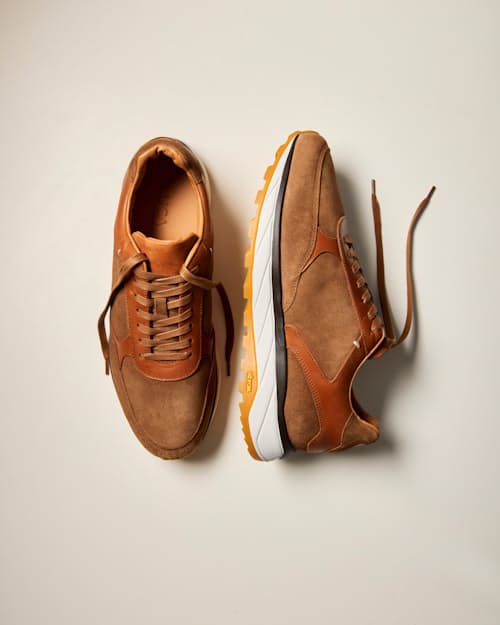 laydown image of Leather and Suede Runner