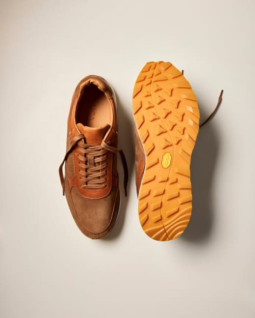 laydown image of Leather and Suede Runner