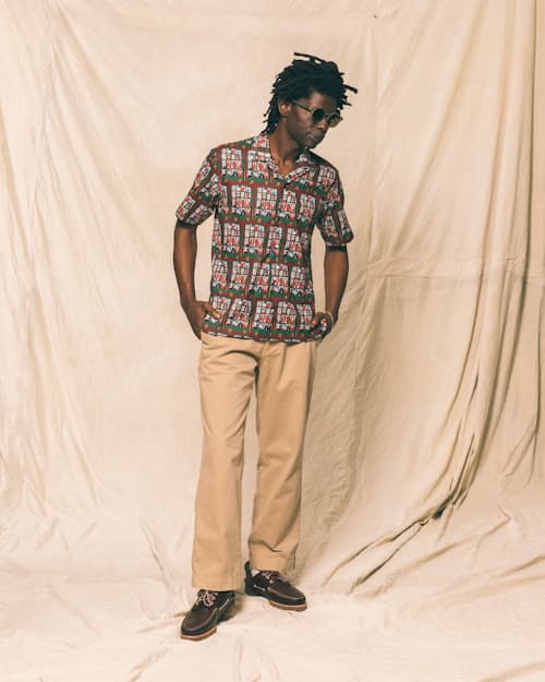 on model image of Git On The Bus, Gus Camp Collar Shirt