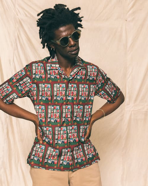 on model image of Git On The Bus, Gus Camp Collar Shirt