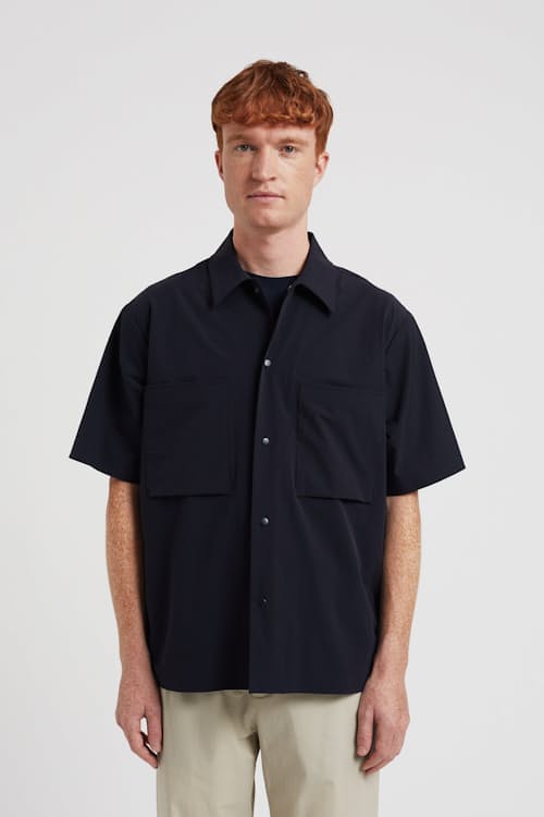 on model image of Hermann Travel Light Short Sleeve Shirt