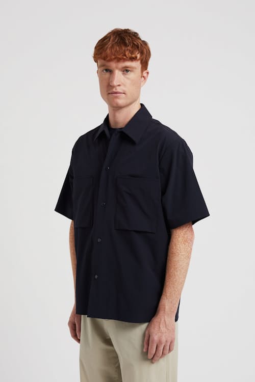 on model image of Hermann Travel Light Short Sleeve Shirt