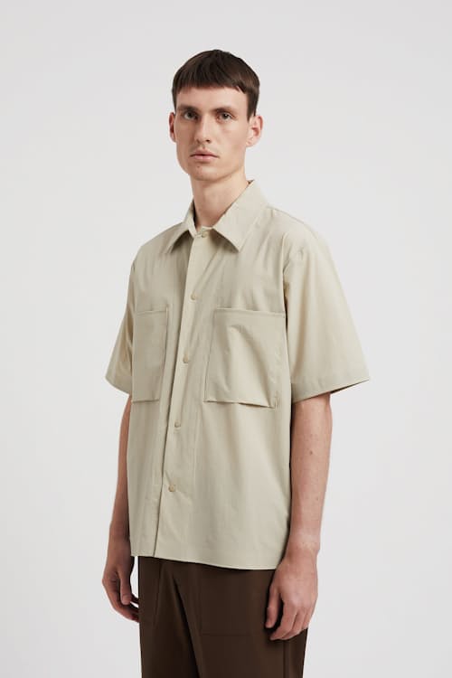 on model image of Hermann Travel Light Short Sleeve Shirt