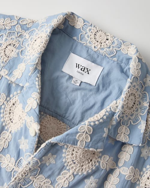 laydown detail image of Didcot Corded Floral Lace Short Sleeve Shirt