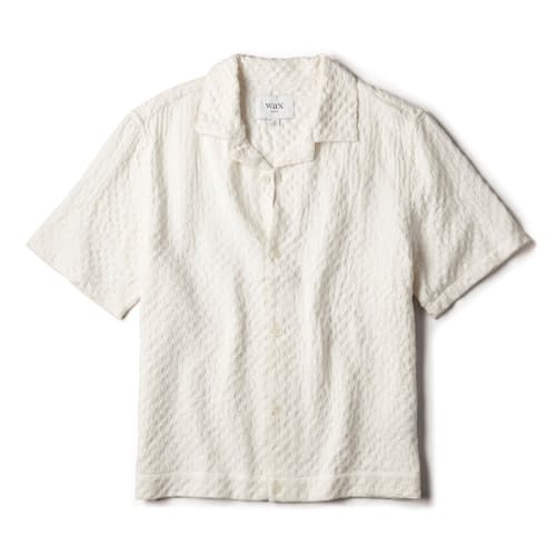 laydown image of Lido Boxy Dobby Waffle Short Sleeve Shirt