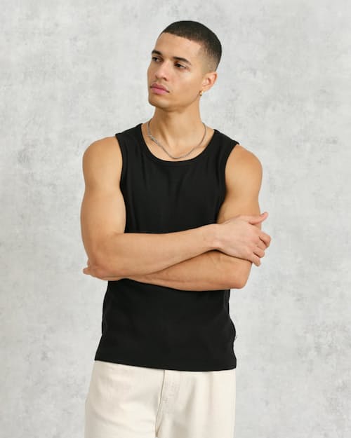 on model image of Montague Ribbed Tank Top