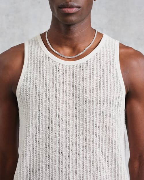 on model image of Prim Jersey Lace Tank Top