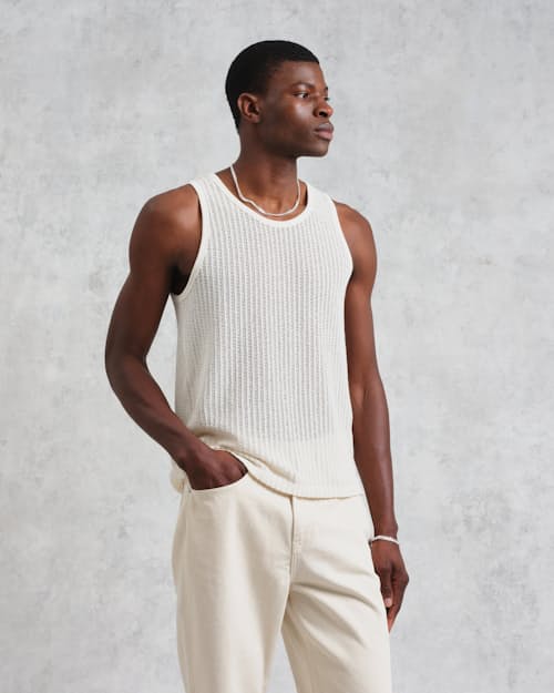 on model image of Prim Jersey Lace Tank Top