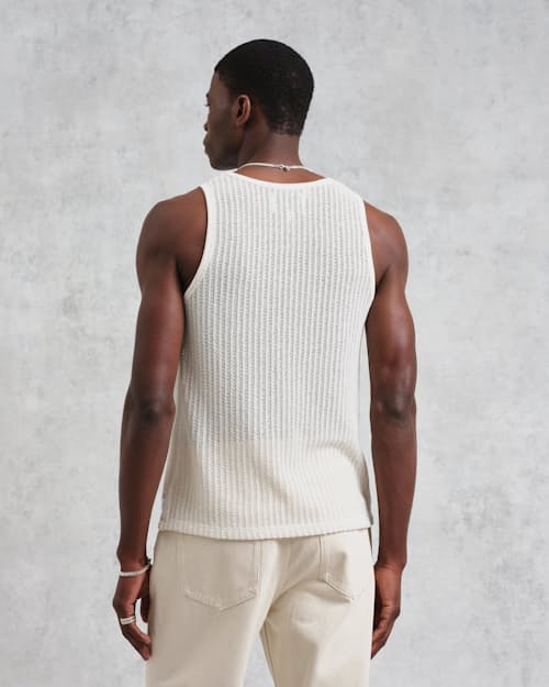 on model image of Prim Jersey Lace Tank Top